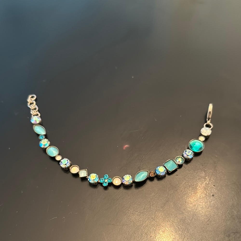 Sorrelli Silver and Blue Gemstone Tennis Bracelet